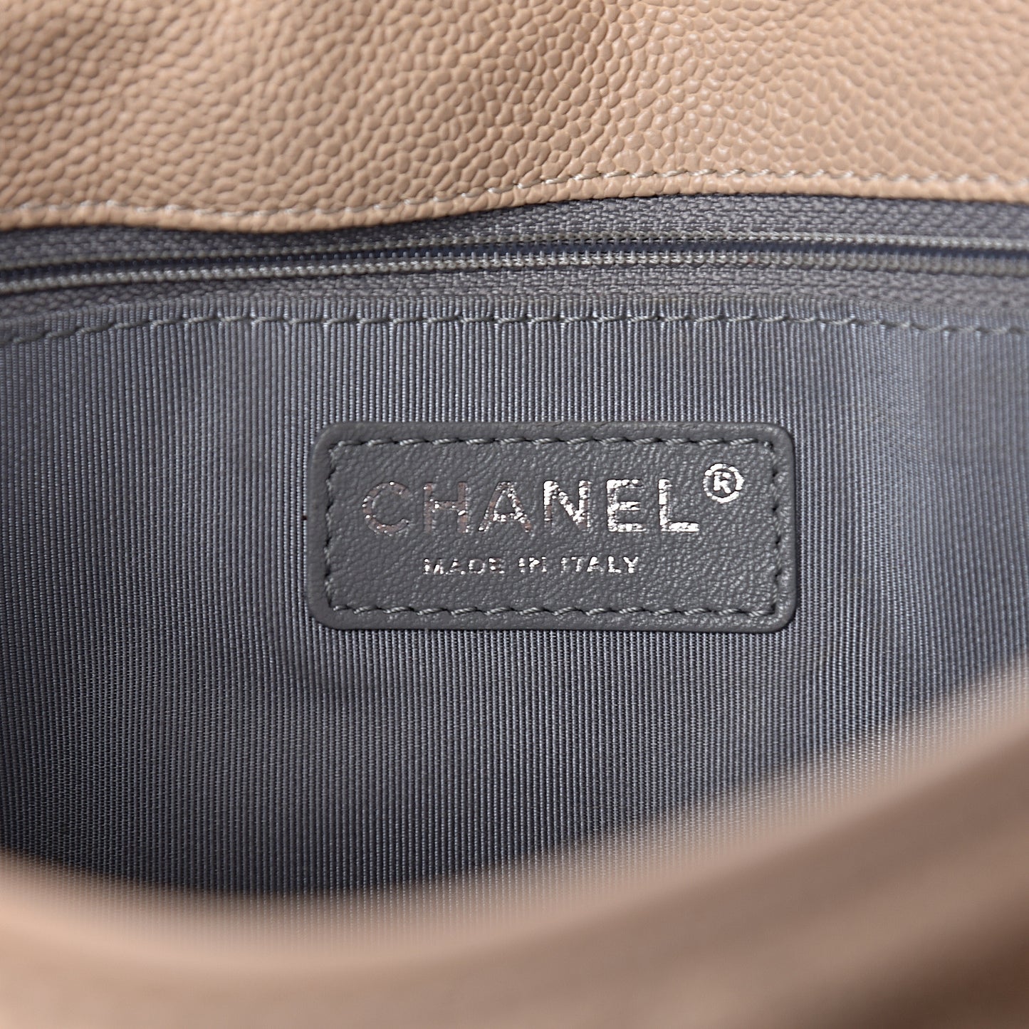 Caviar Quilted Medium French Riviera Flap Beige