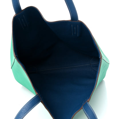 Hermes Taurillon Clemence Double Sens 36 Reversible Tote Menthe Bleu Thalassa 5 of 15