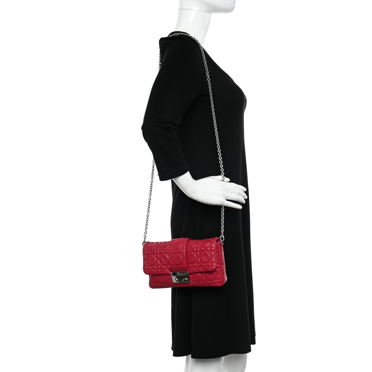 Lambskin Cannage Miss Dior Promenade Pouch Fuchsia