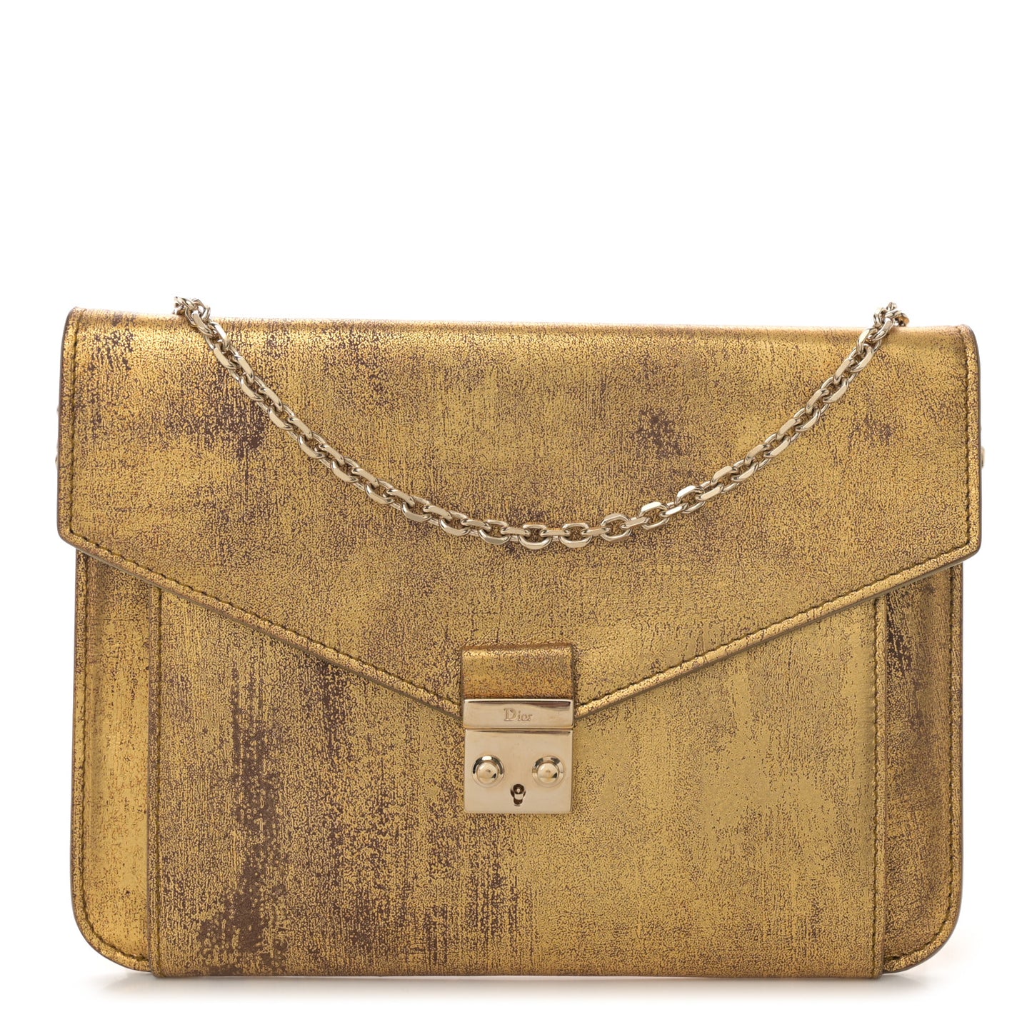 Metallic Calfskin Chain Crossbody Flap Gold
