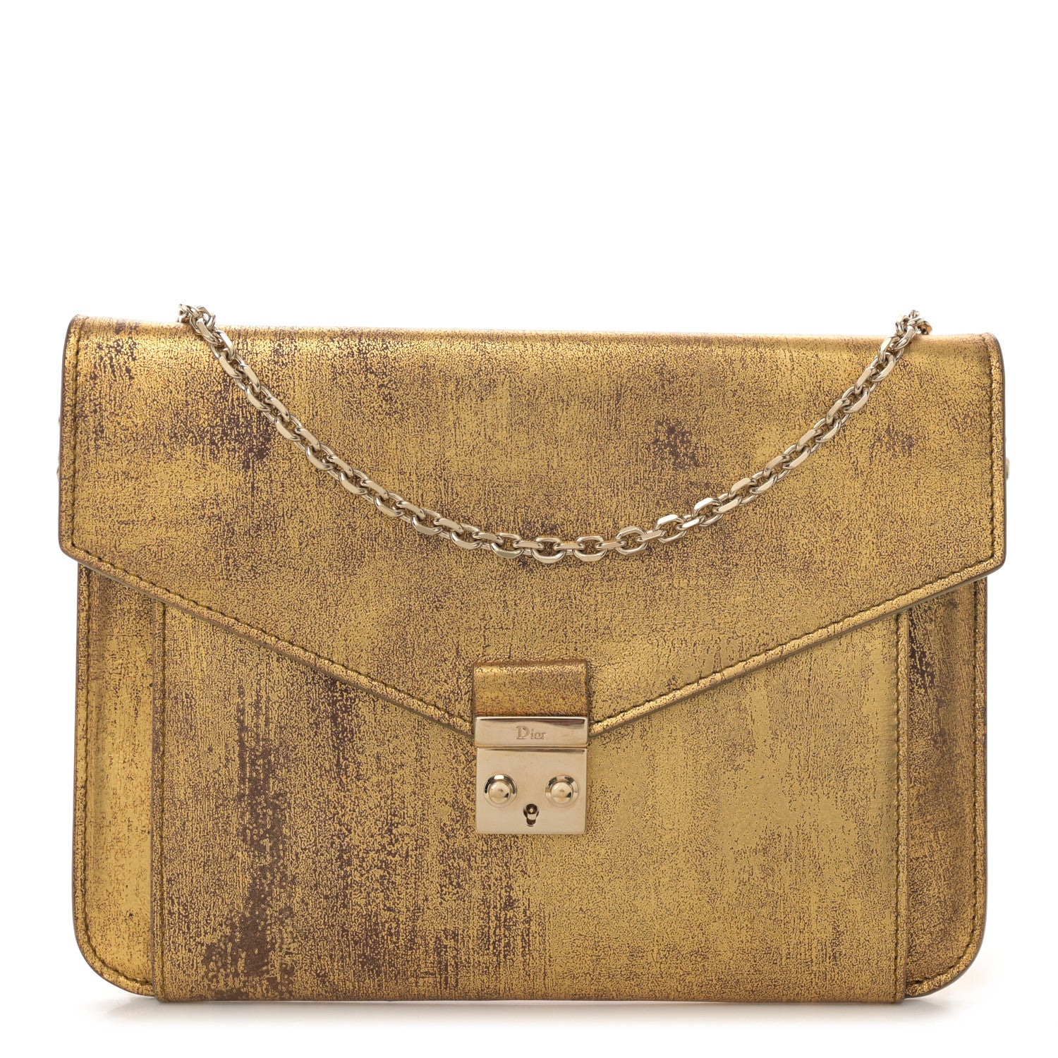 Christian Dior Metallic Calfskin Chain Crossbody Flap Gold 1 of 10