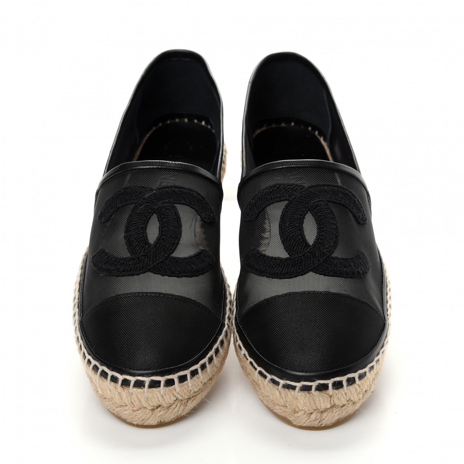 Chanel Mesh Grosgrain CC Espadrilles 41 Black 5 of 10