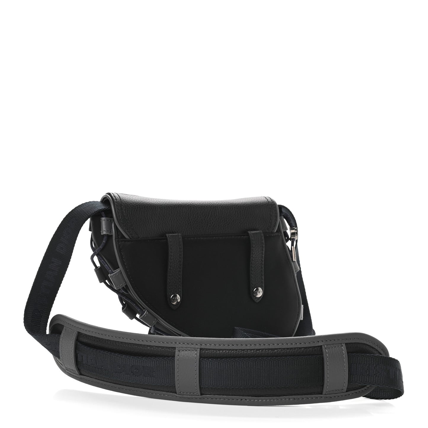 X SACAI Grained Calfskin Technical Fabric Mens Saddle Bag Black