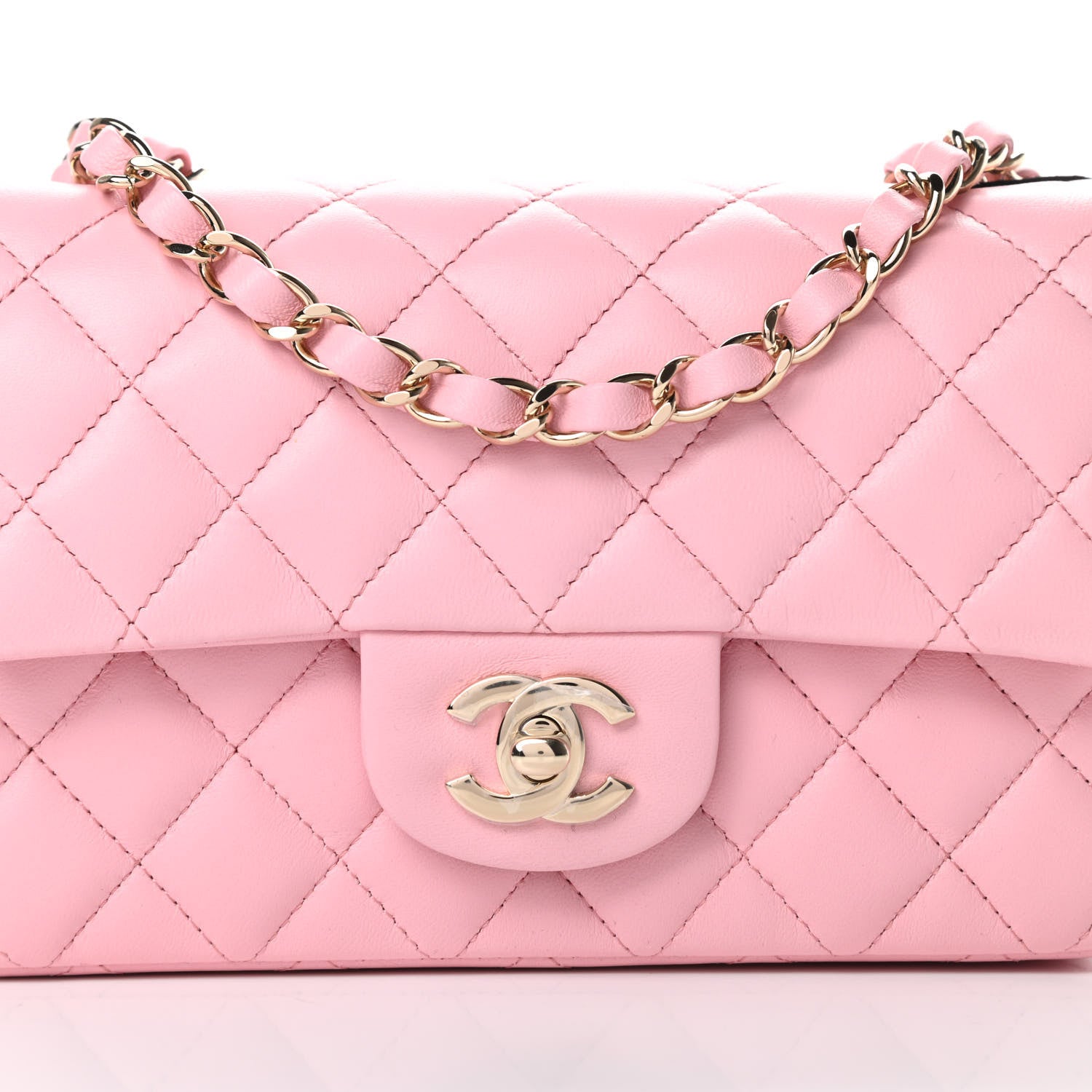 Chanel Lambskin Quilted Mini Rectangular Flap Pink 8 of 11