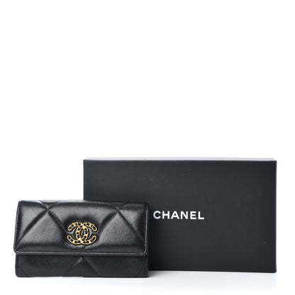 Chanel Shiny Goatskin Quilted Chanel 19 Flap Wallet Black 8 of 8