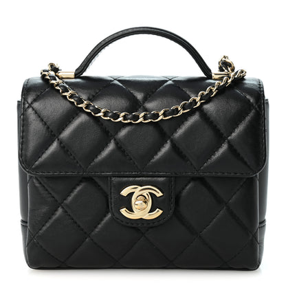 Chanel Lambskin Quilted Mini Top Handle Square Flap Black 1 of 10