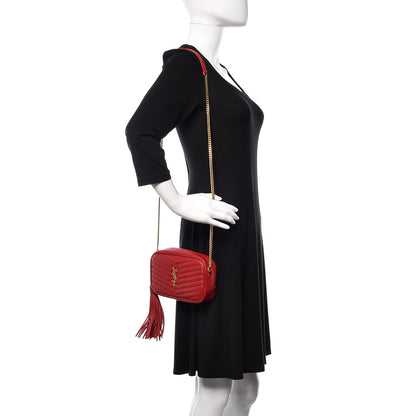 Saint Laurent Grain De Poudre Matelasse Monogram Mini Lou Camera Bag Eros Red 2 of 11