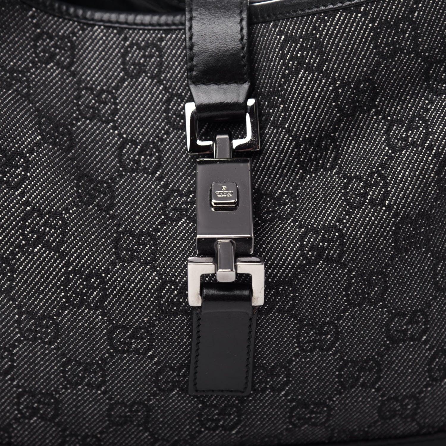 Gucci Denim Monogram Small Jackie O Hobo Black 10 of 10