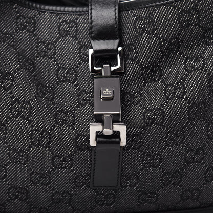 Gucci Denim Monogram Small Jackie O Hobo Black 10 of 10