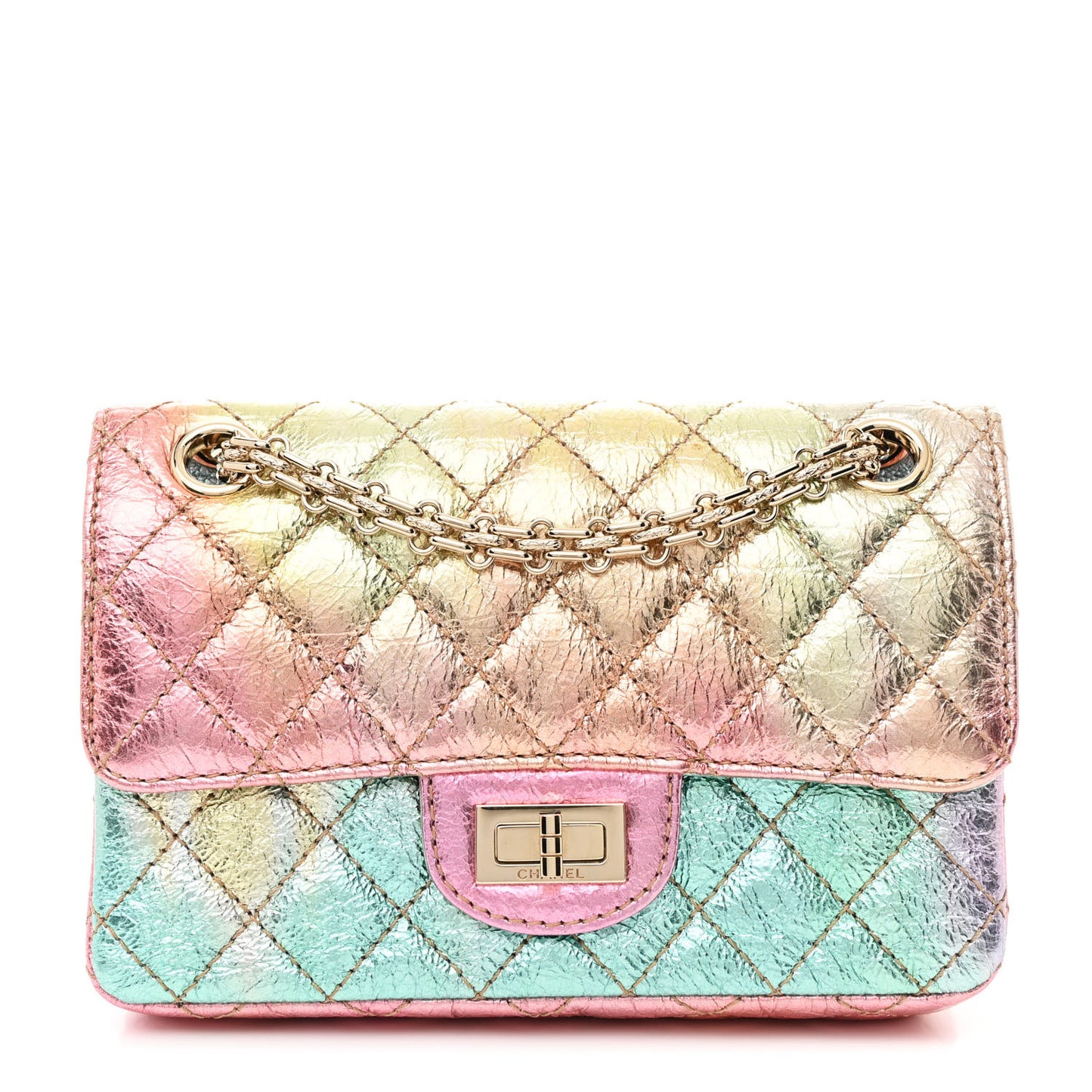 Metallic Goatskin Quilted Mini 2.55 Reissue Flap Multicolor