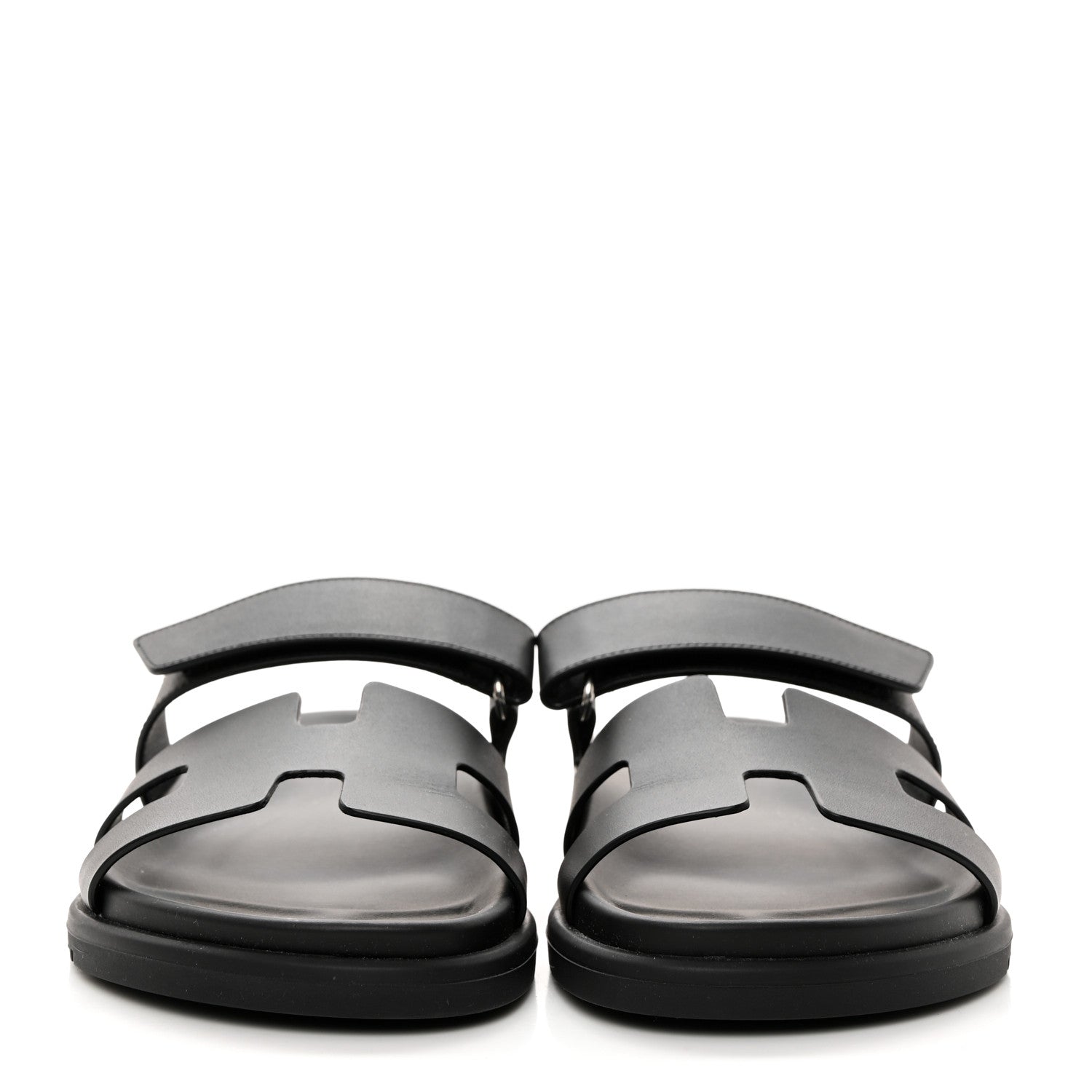 Hermes Calfskin Womens Chypre Sandals 37.5 Black 2 of 9