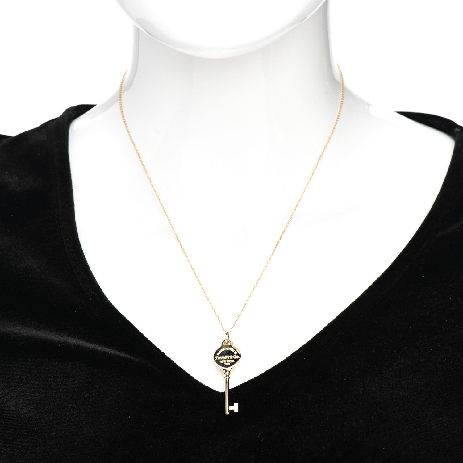 Tiffany 18K Yellow Gold Return To Tiffany Round Key Pendant Necklace 2 of 4