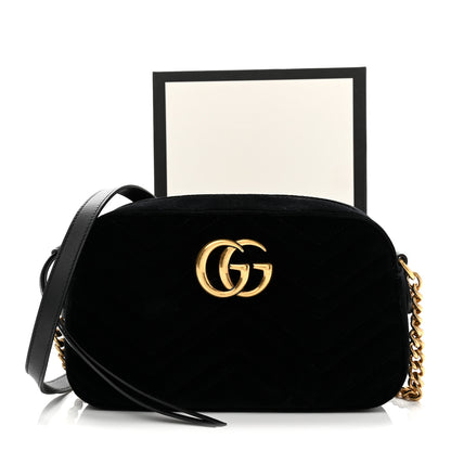 Gucci Velvet Matelasse Small GG Marmont Chain Shoulder Bag Black 11 of 11