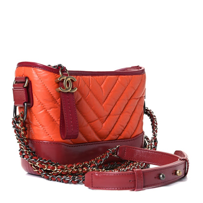 Chanel Aged Calfskin Chevron Quilted Small Gabrielle Hobo Dark Red Orange 2 of 6