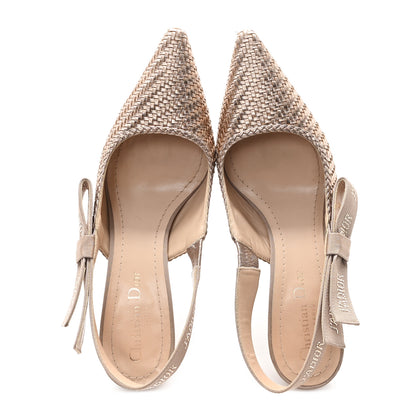 Christian Dior Laminated Calfskin Ribbon Crystal Woven J'Adior Slingback 65mm Pumps 37.5 Copper 2 of 10
