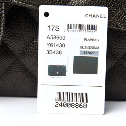 Chanel Caviar Quilted Jumbo Double Flap Dark Charcoal 10 of 11