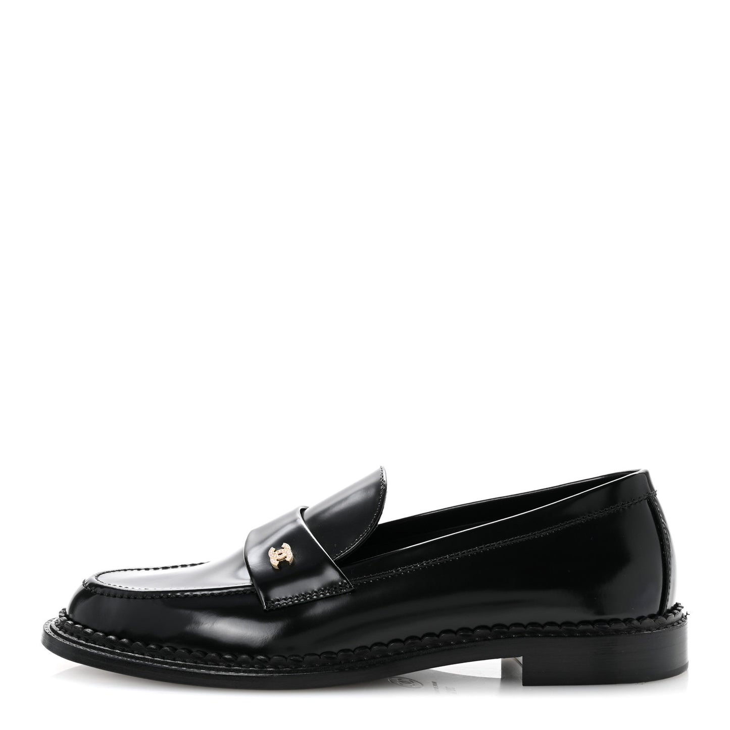 Shiny Calfskin Pearl CC Loafers 39.5 Black
