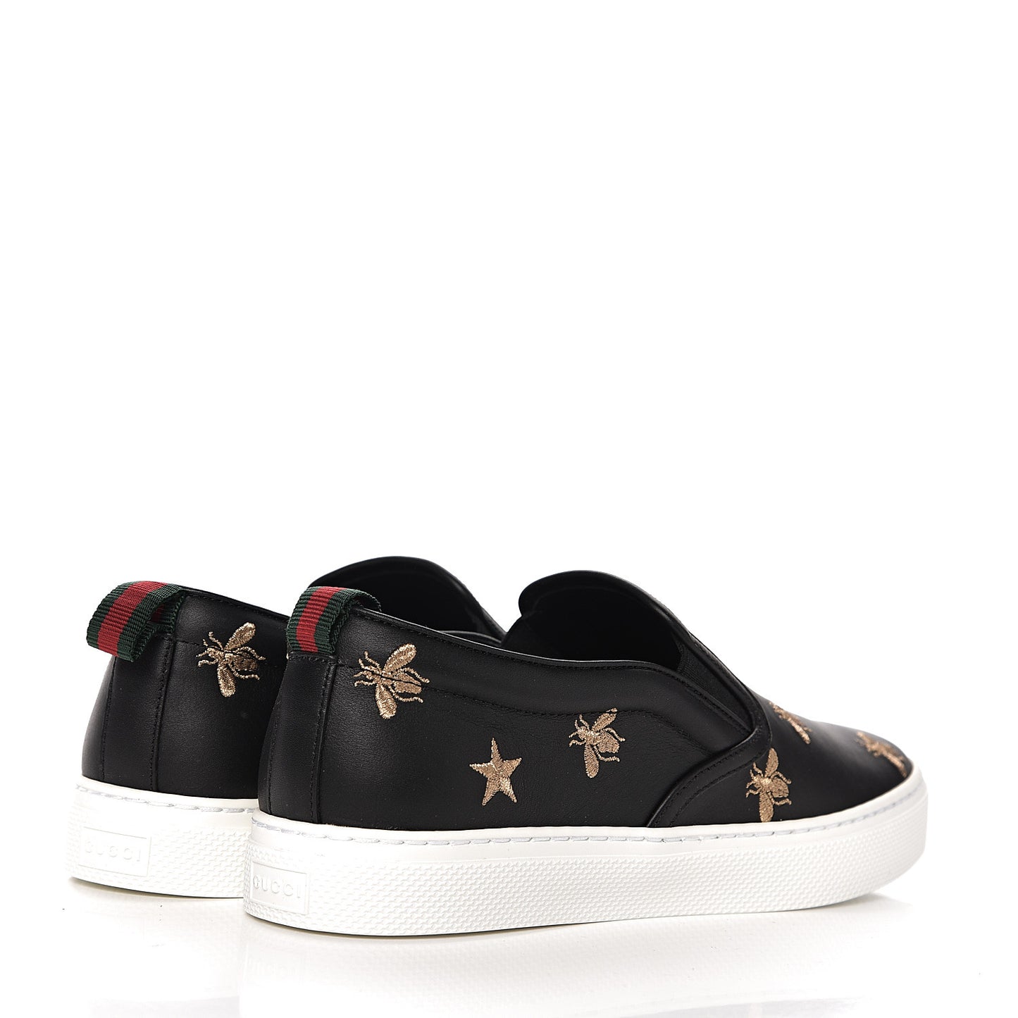 Calfskin Miro Soft Bee Star Embroidered Mens Dublin Slip On Sneakers 6.5 Black