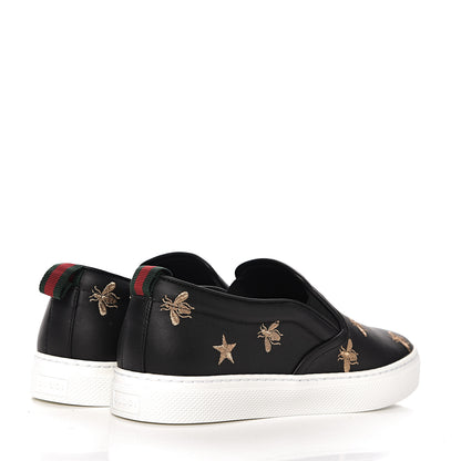 Gucci Calfskin Miro Soft Bee Star Embroidered Mens Dublin Slip On Sneakers 6.5 Black 4 of 11
