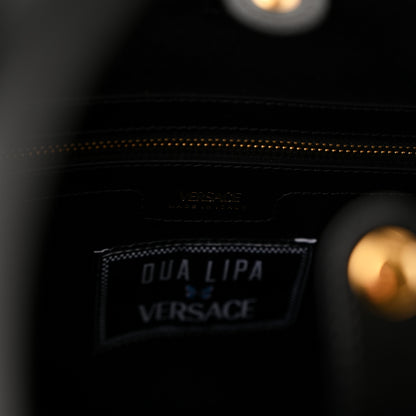 Versace X Dua Lipa Canvas Calfskin Butterfly La Medusa Large Tote Black Multicolor 6 of 9