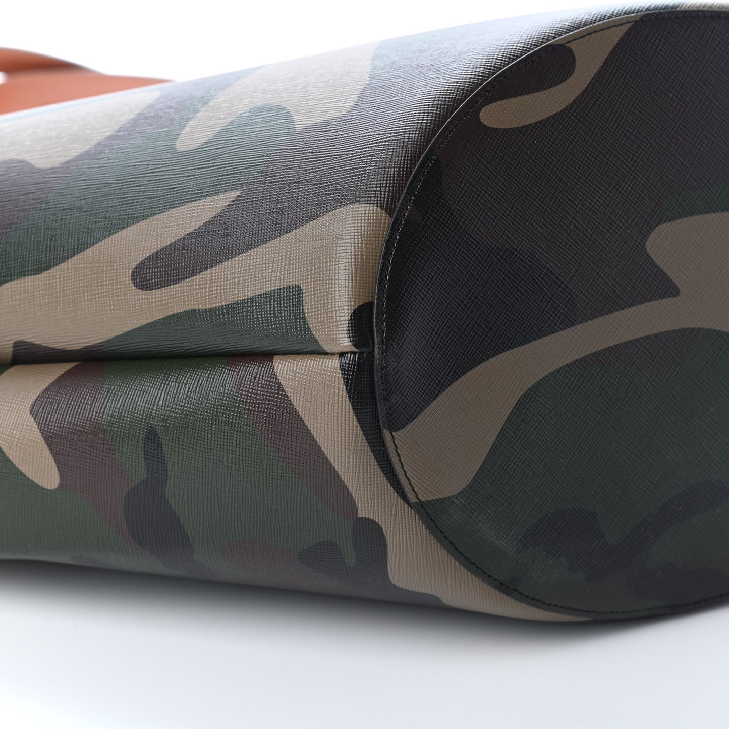 Canvas Calfskin Camouflage Large Couffin Logo Tote Khaki