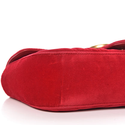 Gucci Velvet Matelasse Small GG Marmont Shoulder Bag Hibiscus Red 9 of 12