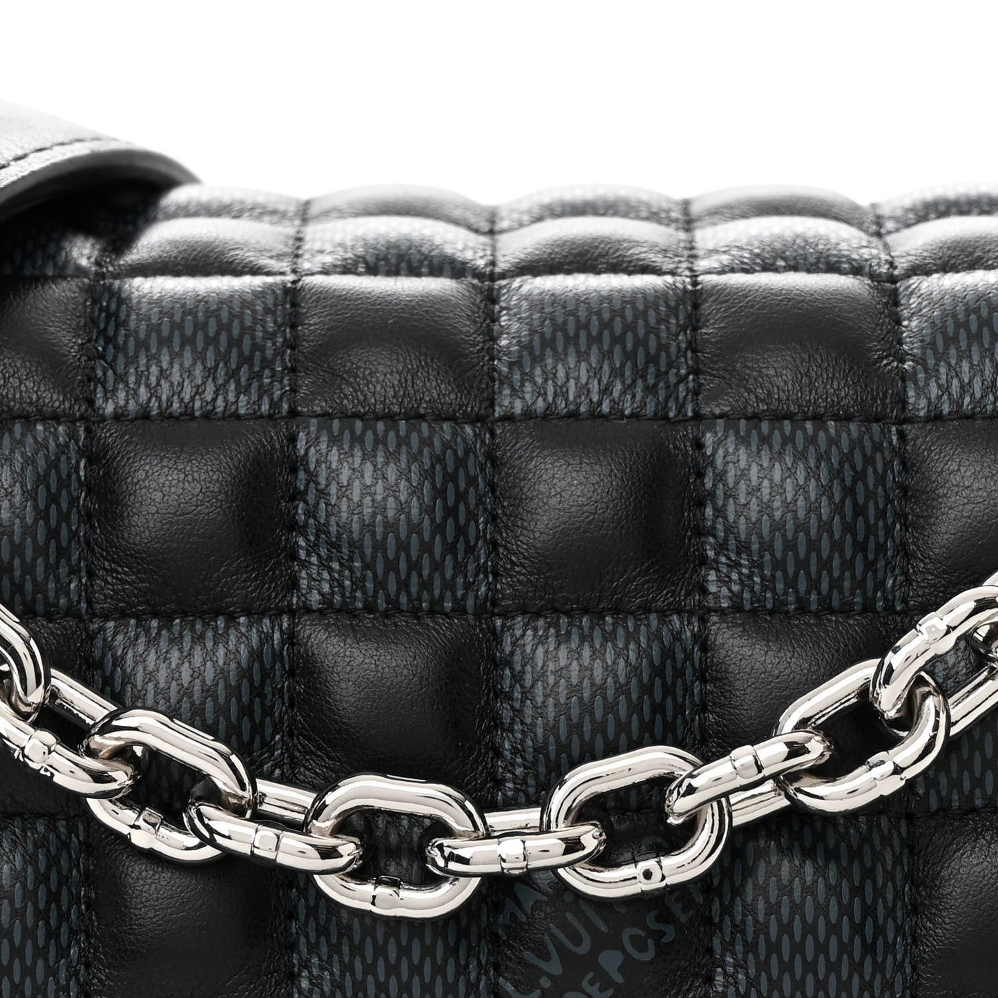 Calfskin Quilted Damier Twist MM Black Anthracite