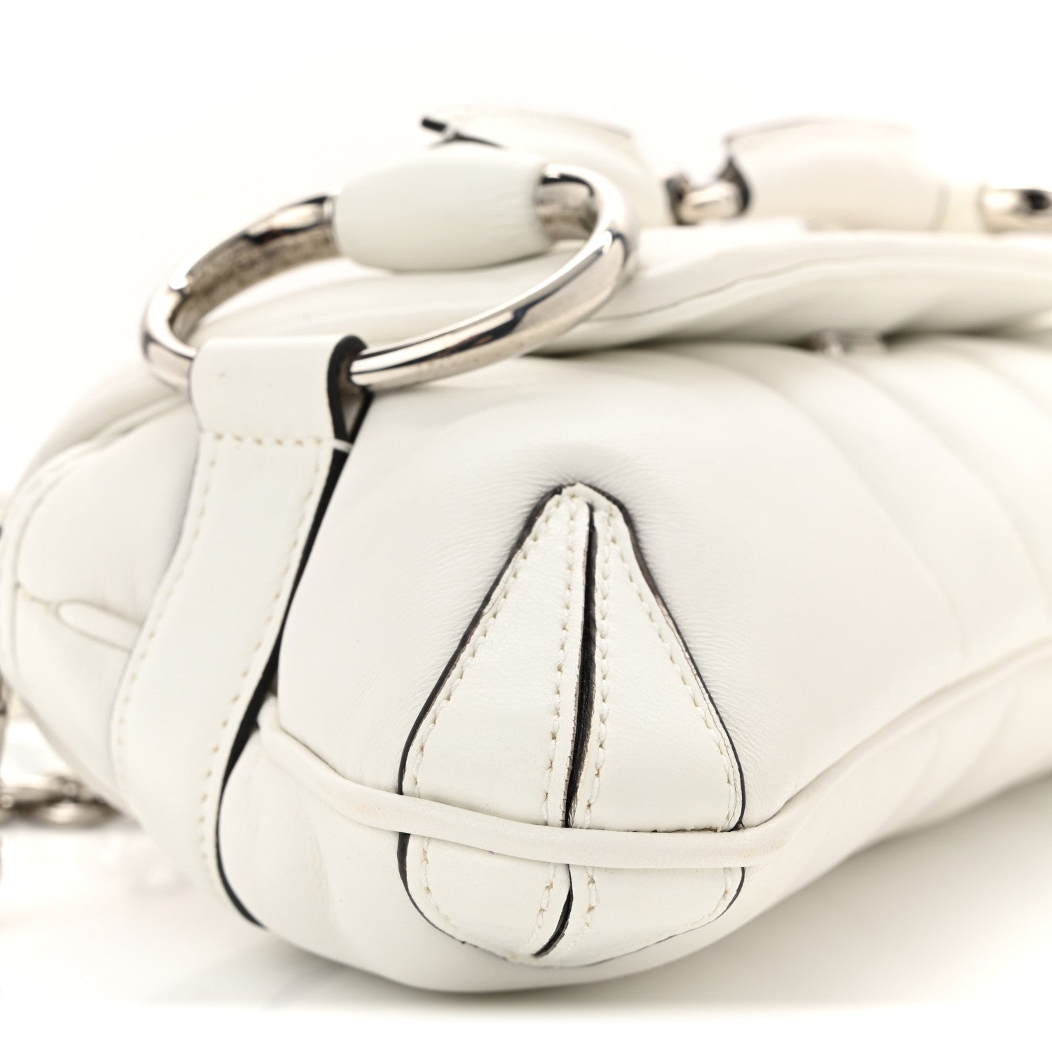 Gucci Nappa Vertical Matelasse Small Maxi Horsebit Chain Shoulder Bag Great White 9 of 12