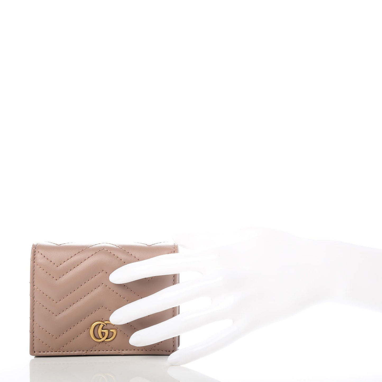 Calfskin Matelasse GG Marmont Card Case Wallet Porcelain Rose