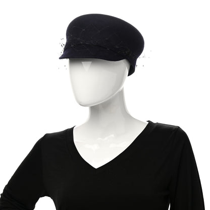 Christian Dior Cotton Canvas Arty Cap with Veil 58 Navy Blue 2 of 8