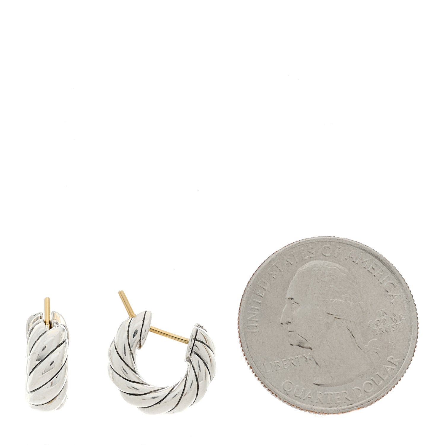 David Yurman Sterling Silver Sculpted Cable Micro Huggie Hoop Earrings 2 of 4