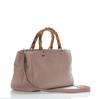 Gucci Pebbled Calfskin Medium Bamboo Shopper Tote Dark Cipria 4 of 8
