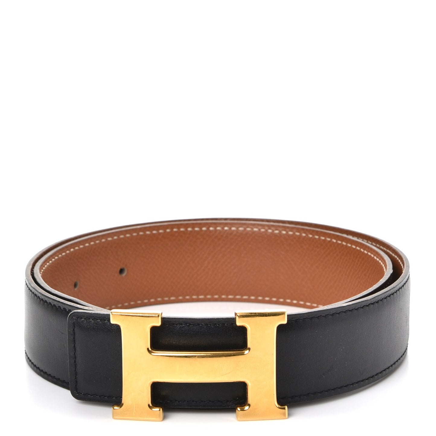 Box Epsom 32mm H Belt 72 Black Gold