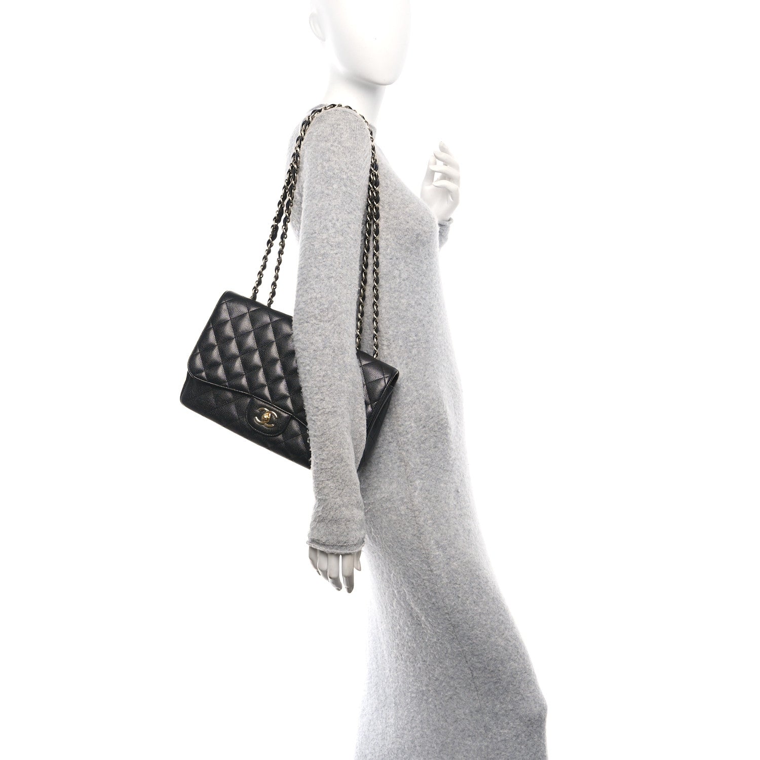 Chanel Caviar Quilted Jumbo Single Flap Black 2 of 10