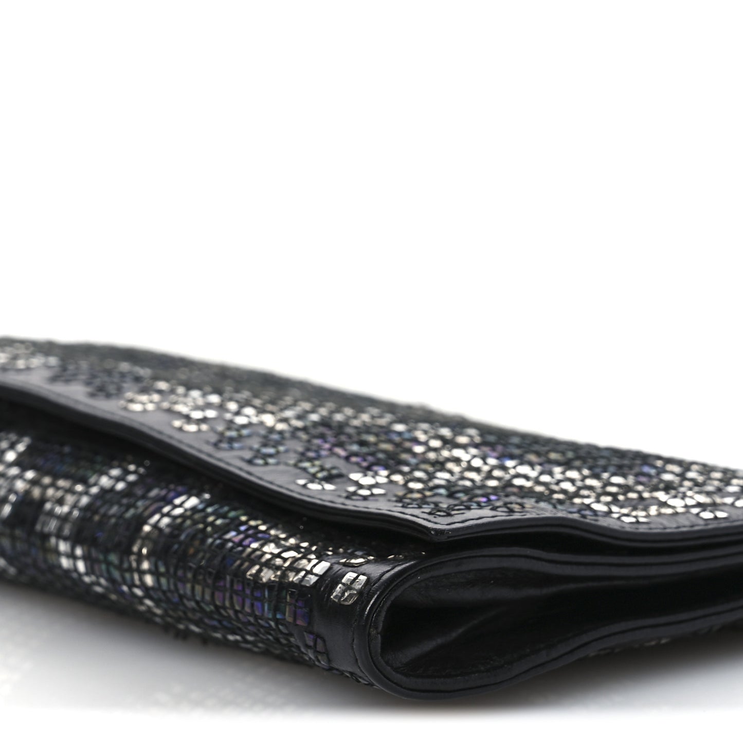 Calfskin Studded Evening Clutch  Black Silver