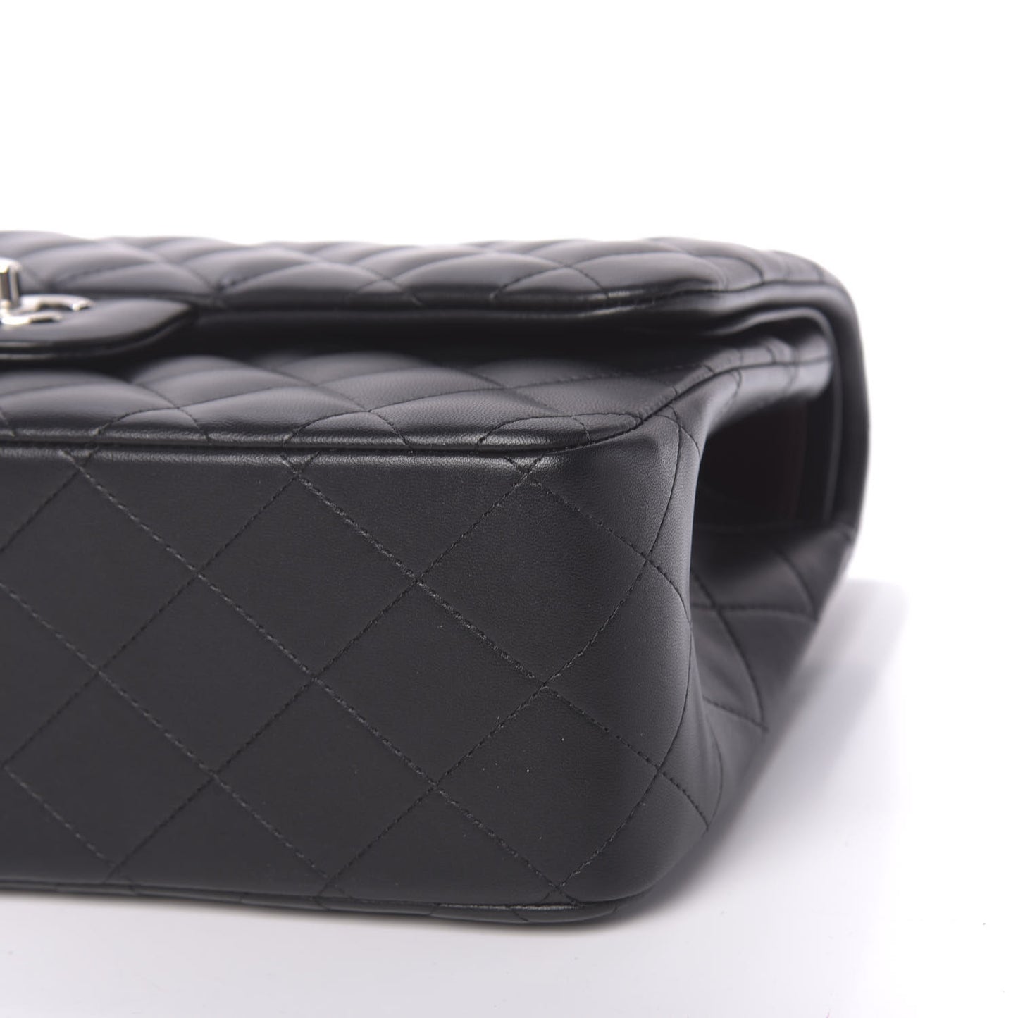 Lambskin Quilted Jumbo Double Flap Black