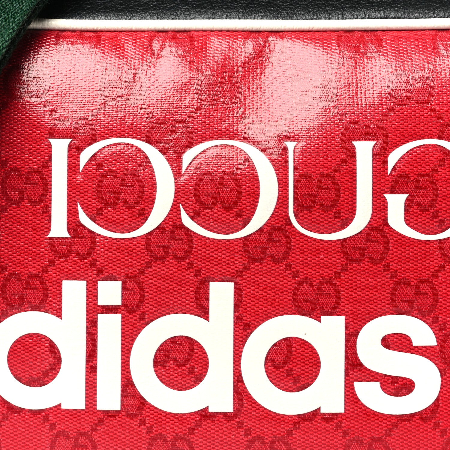 Gucci X ADIDAS Crystal Vintage Monogram Textured Dollar Calfskin Web Trefoil Logo Small Messenger Bag Hibiscus Red Off White Black 8 of 10