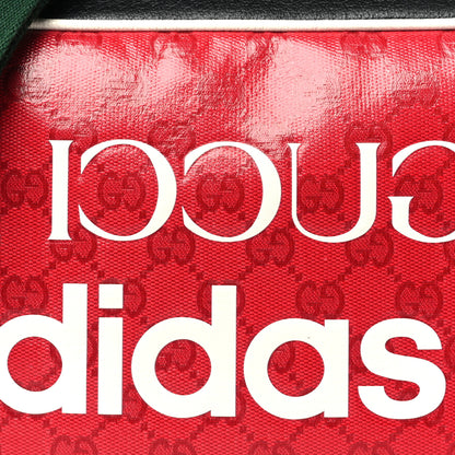 Gucci X ADIDAS Crystal Vintage Monogram Textured Dollar Calfskin Web Trefoil Logo Small Messenger Bag Hibiscus Red Off White Black 8 of 10