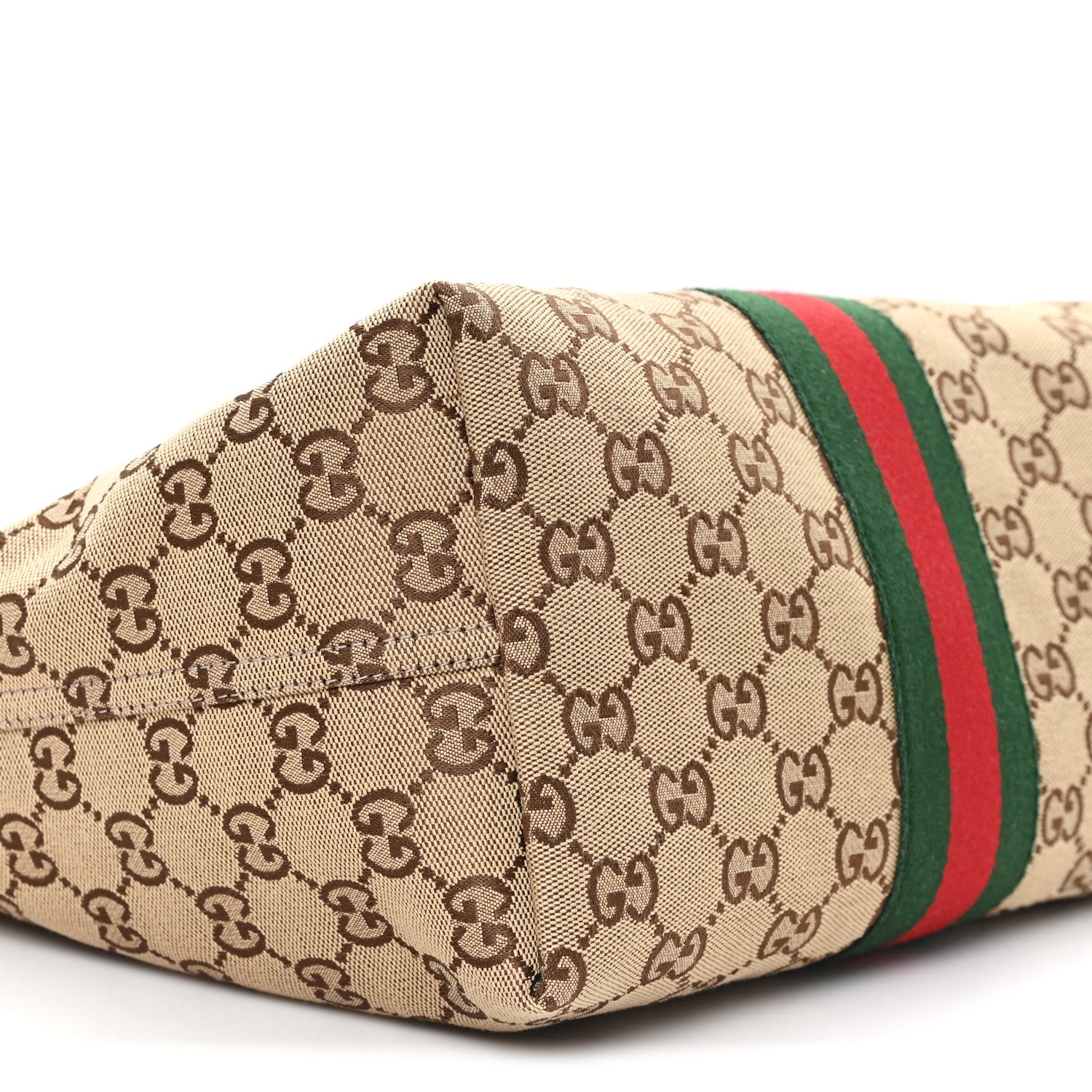 Gucci Monogram Web Small Giglio Tote Bag Beige Dark Brown 9 of 10