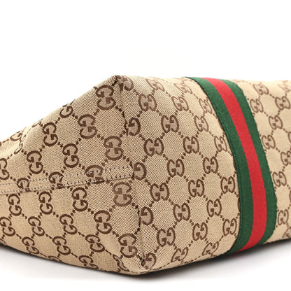 Gucci Monogram Web Small Giglio Tote Bag Beige Dark Brown 9 of 10
