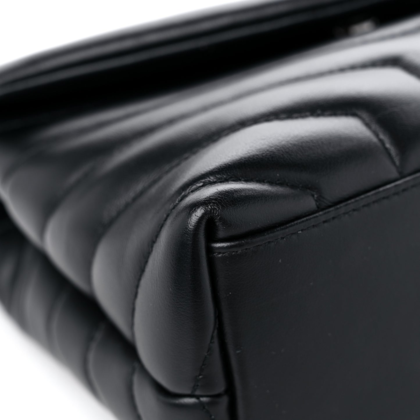 Calfskin Y Quilted Monogram Monochrome Small Loulou Chain Satchel Black