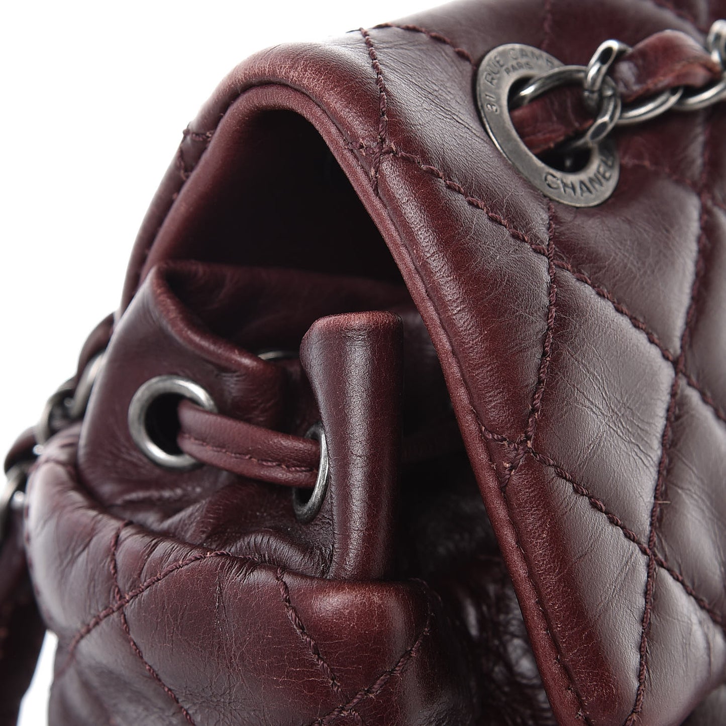 Glazed Calfskin Quilted Small Salzburg Backpack Burgundy