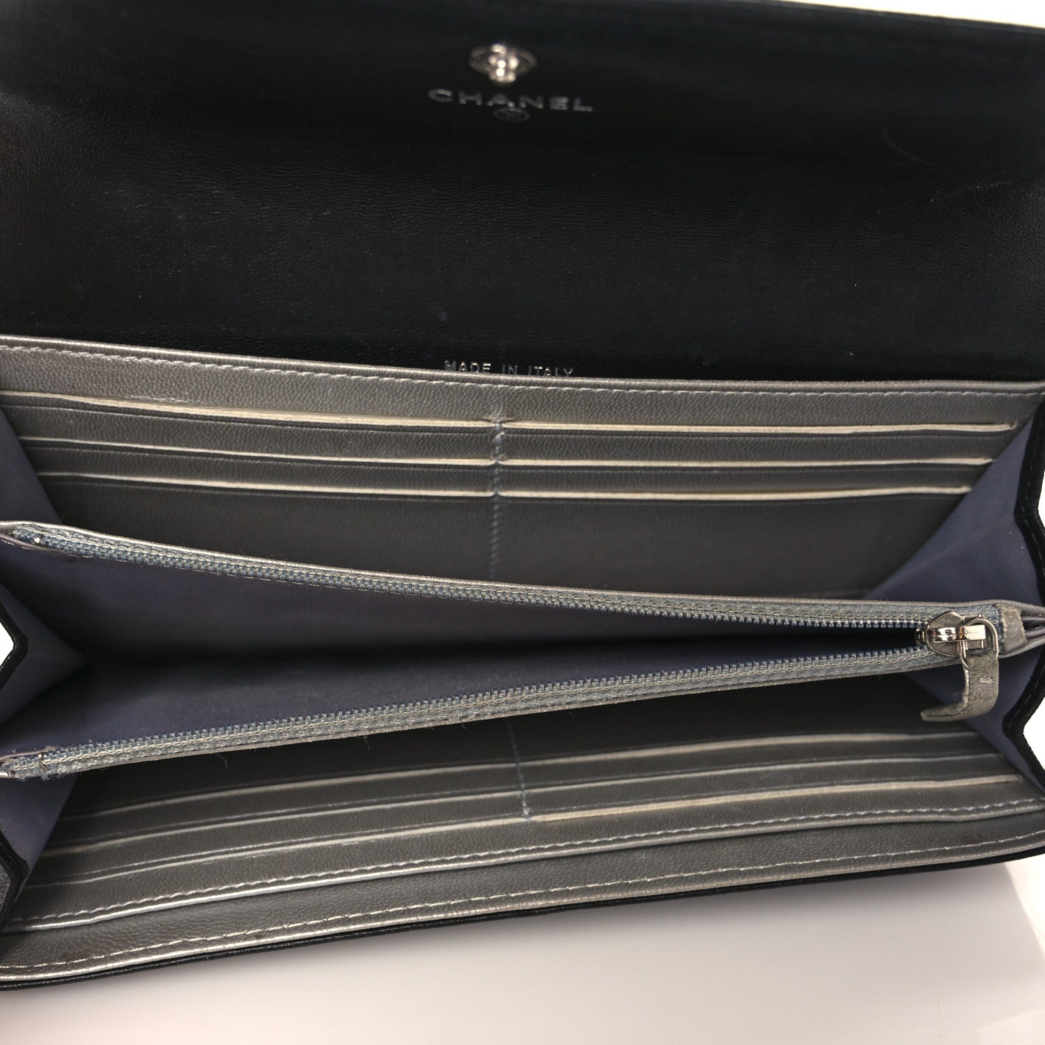 Chanel Lambskin Camellia Embossed Large Flap Wallet Black 5 of 11
