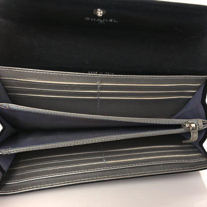 Chanel Lambskin Camellia Embossed Large Flap Wallet Black 5 of 11