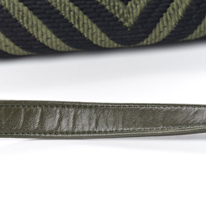Chanel Fabric Chevron Braided Medium Boy Flap Black Dark Green 17 of 28