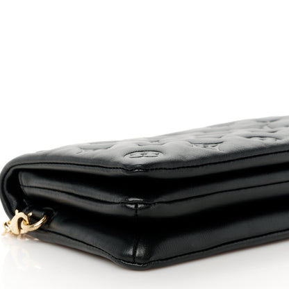 Louis Vuitton Lambskin Embossed Monogram Pochette Coussin Black 7 of 8