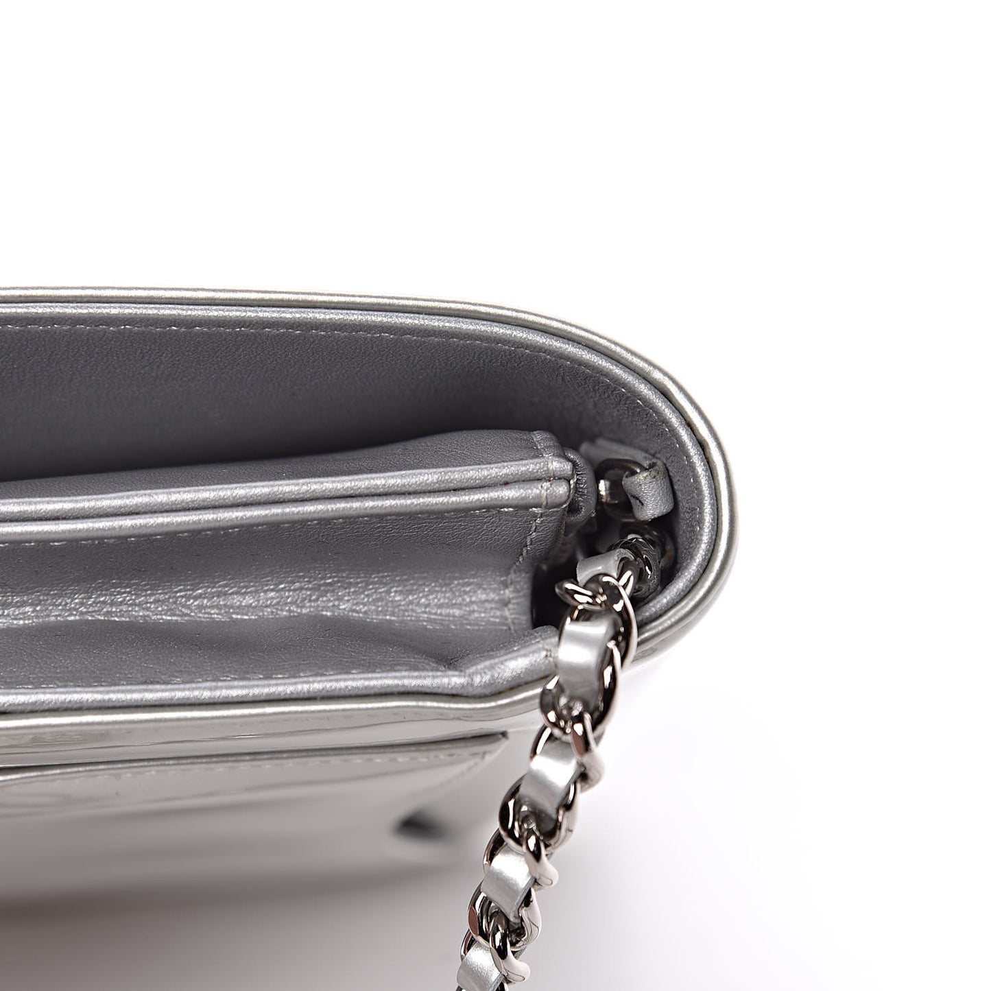 Patent Strass Wallet On Chain WOC Silver