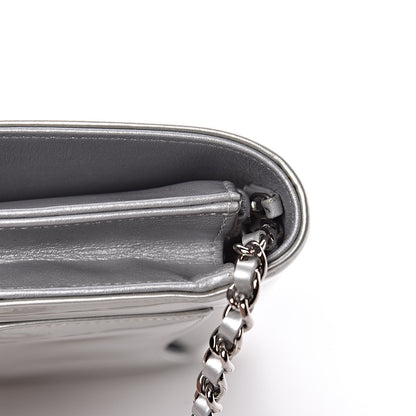 Chanel Patent Strass Wallet On Chain WOC Silver 13 of 16