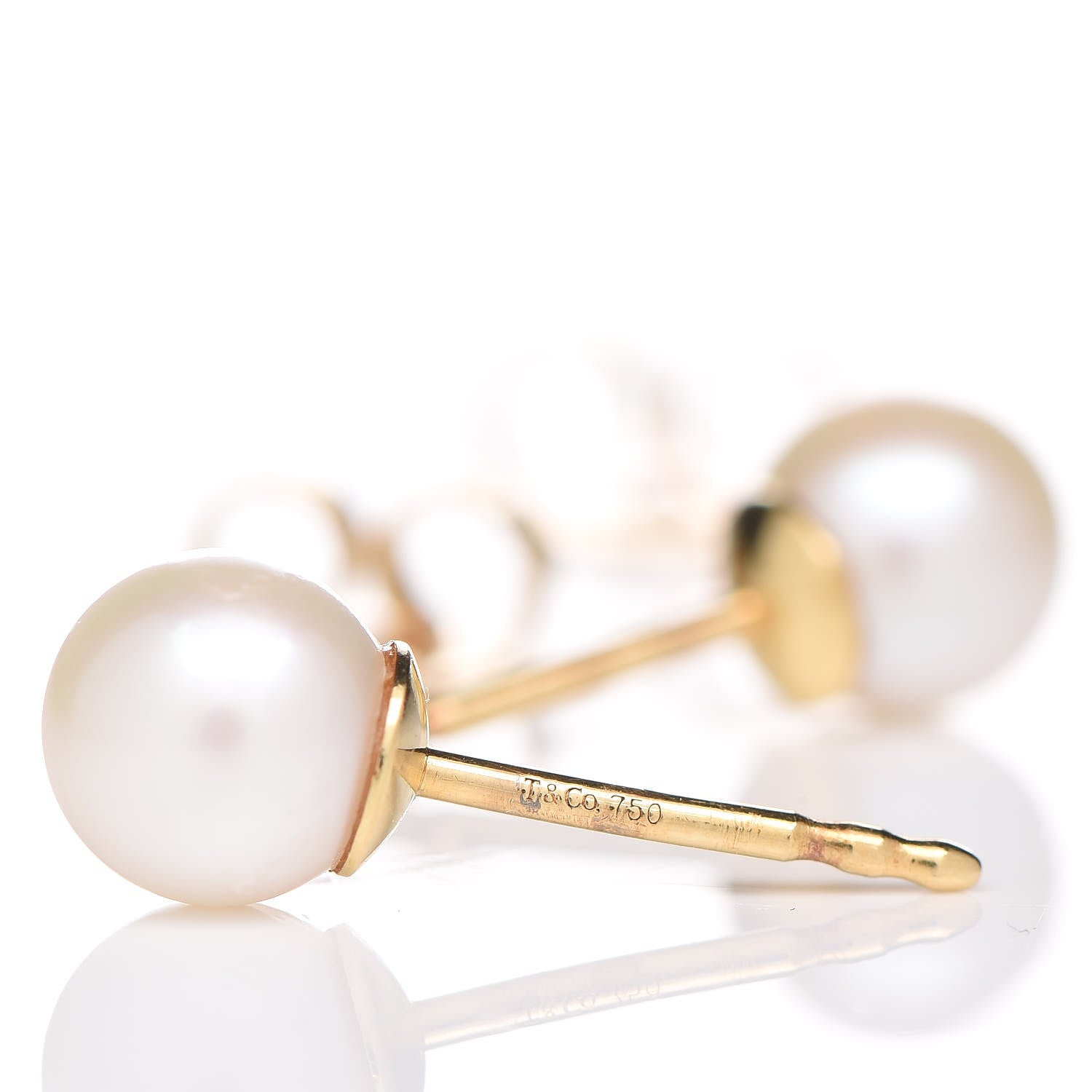 Tiffany 18K Yellow Gold Akoya Pearl 6mm Earrings 4 of 5