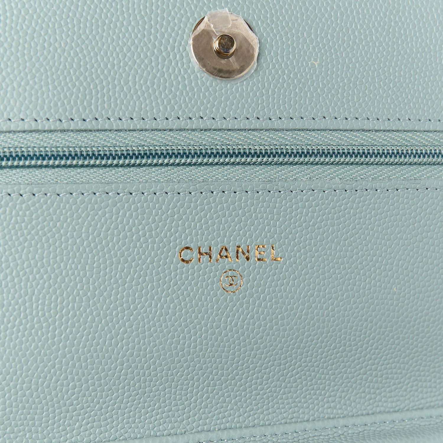 Chanel Caviar Quilted Wallet on Chain WOC Light Blue 6 of 12